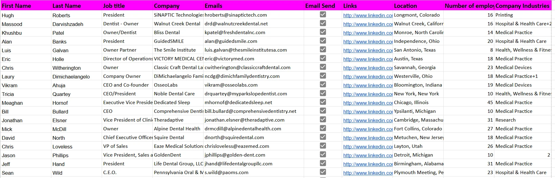Excel Data Sample - Instagram Agents